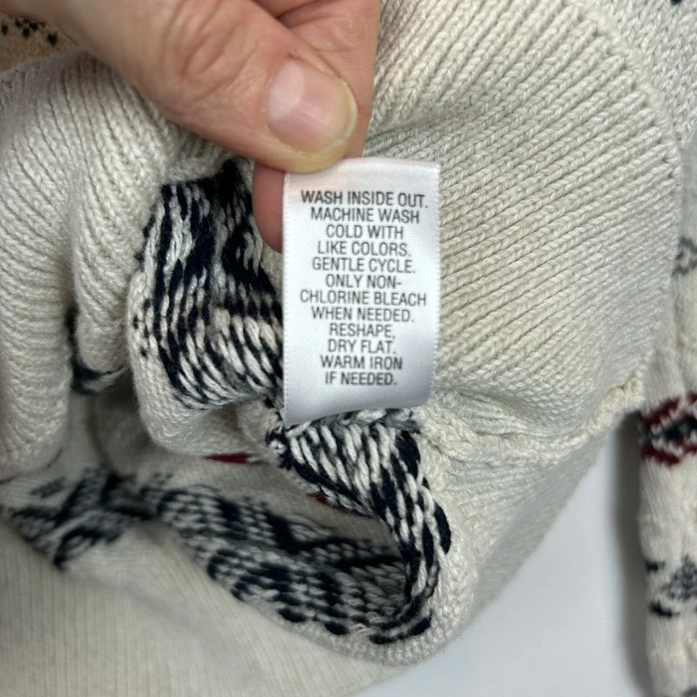 Vtg Sweater Mens XL Knit Retro 90's Y2K Multicolor Crew Cotton Print Ivory